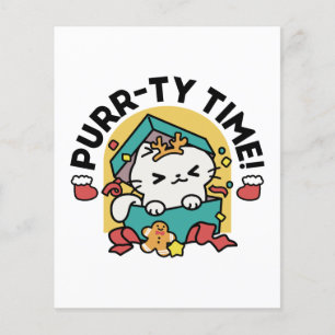 Purr-ty-Time! - Weihnachtsdesign für die Katze Flyer