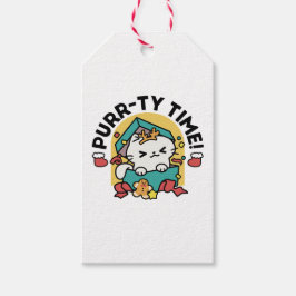 Purr-ty-Time! - Weihnachtsdesign für die Katze Geschenkanhänger