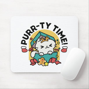 Purr-ty-Time! - Weihnachtsdesign für die Katze Mousepad