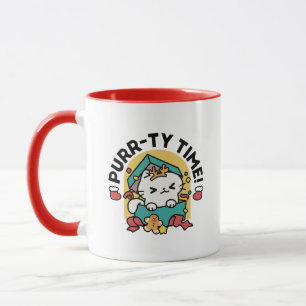 Purr-ty-Time! - Weihnachtsdesign für die Katze Tasse