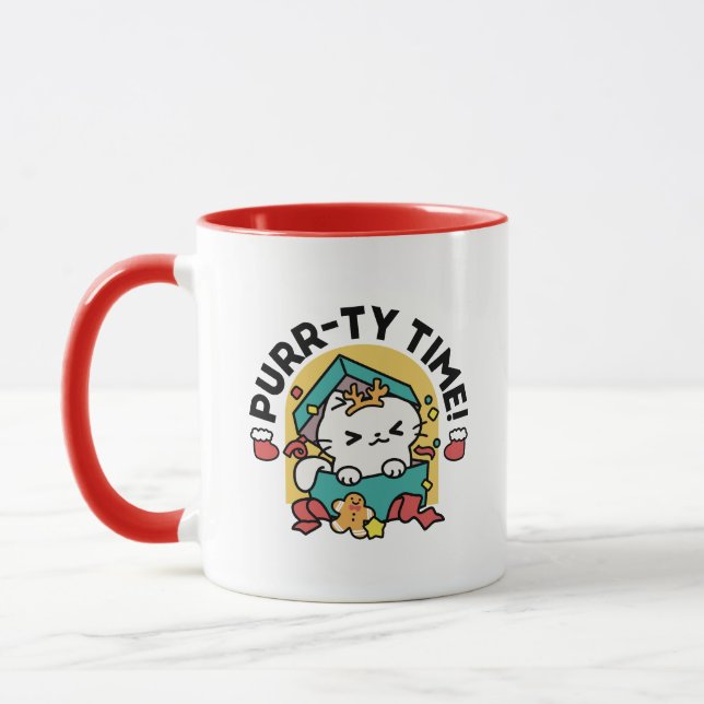 Purr-ty-Time! - Weihnachtsdesign für die Katze Tasse (Links)