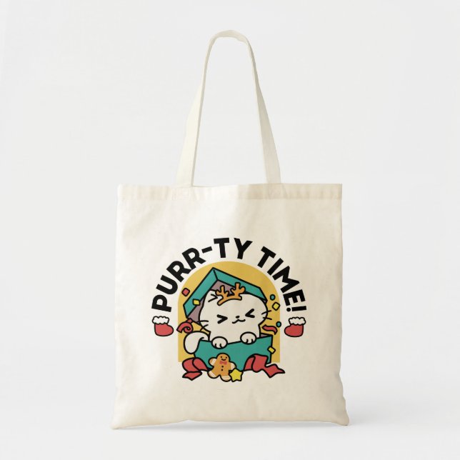 Purr-ty-Time! - Weihnachtsdesign für die Katze Tragetasche (Vorne)
