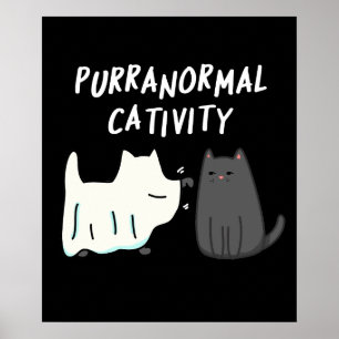 Purranormale Aktivität Halloween-Katze Wortspiel d Poster