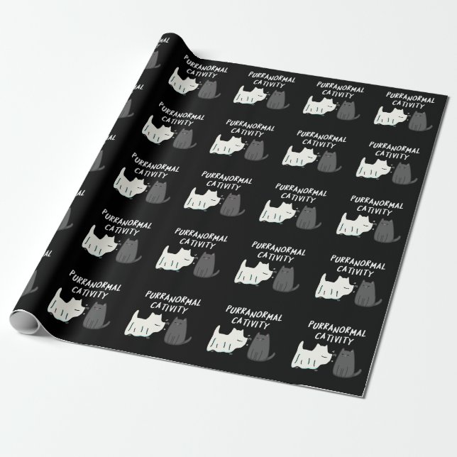 Purranormale Kreativität Halloween Cat Pun Dark BG Geschenkpapier (Ungerollt)