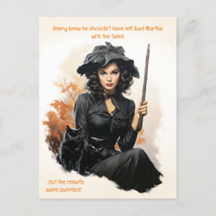 Purrfect Babysitter Budget Halloween Carte postale