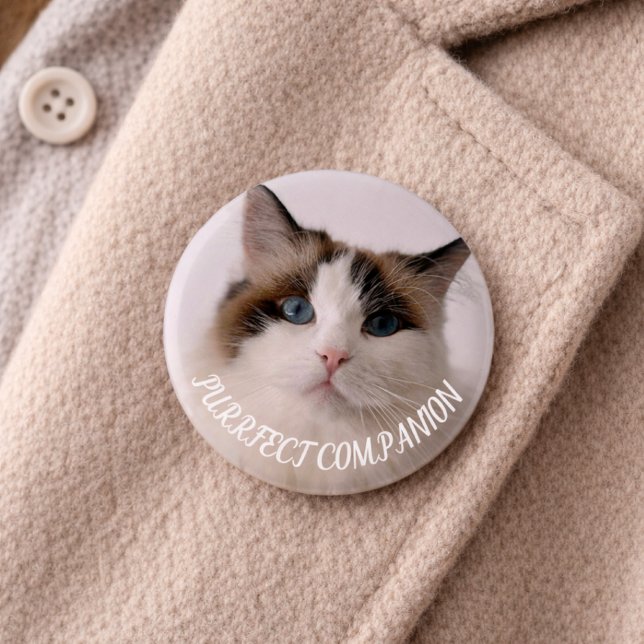Purrfect Companion Custom Pet Photo Cat Lover Button (purrfect companion button)