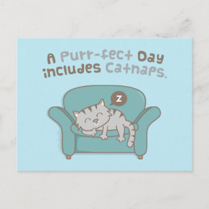 Purrfect Day avec Catnaps Cat Pun Humour Carte pos