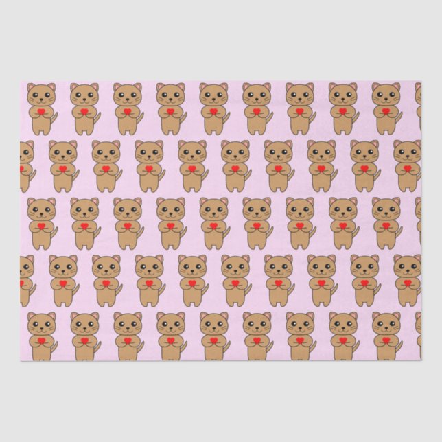 Purrfect-Liebe Rosa Seidenpapier (Vorderseite)