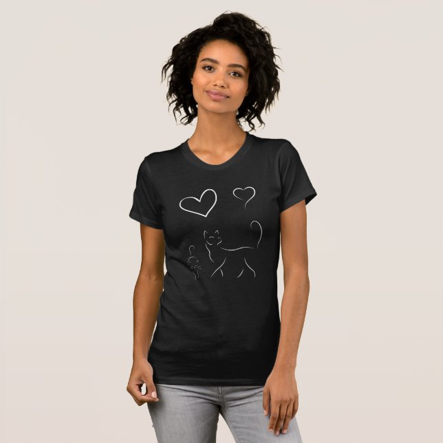 Purrfect Love Minimalist Cat & Heart  T-Shirt (Vorne ganz)