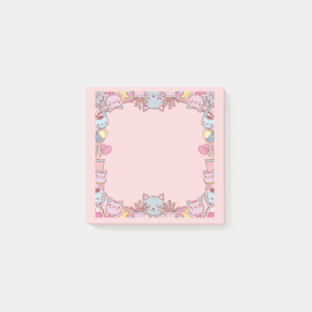 	Purrfect Notes – Cute Cat Border Sticky Notes Post-it Klebezettel (Vorderseite)