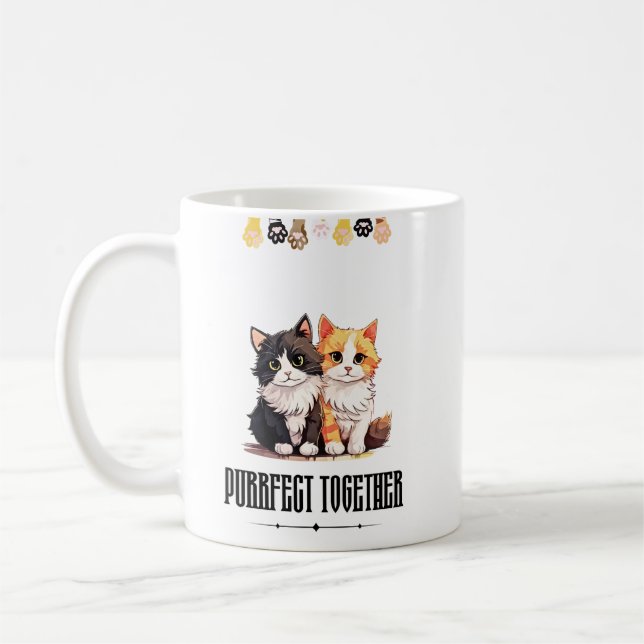  Purrfect Together – Cute Cat Couple  Kaffeetasse (Links)