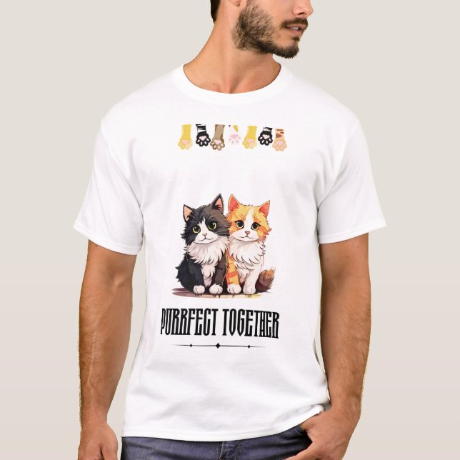  Purrfect Together – Cute Cat Couple T-Shirt (Vorderseite)