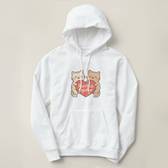 Purrfect Together Cute Cats Hoodie (Design vorne)