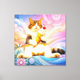 Purrfectly Asleep – Cat Holding Ice Cream Cone Leinwanddruck