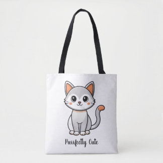 Purrfectly süße graue Katzenjunge wiederverwendbar Tasche