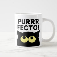 Purrfecto ! Gros drôle noir chat tasse à café