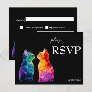 🌈 Purrfekt für Euch: Eine Regenbogenliebe budget RSVP Karte
