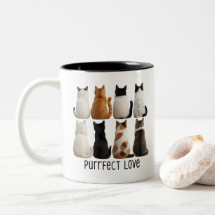 Purrfekte Katzensammlung Rückansicht Zweifarbige Tasse