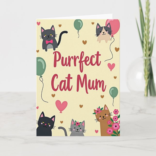 Purrfekte Mutter Feline Kunstkarte Karte (Vorderseite)