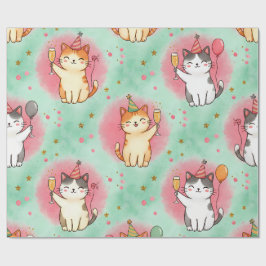 Purrfekte Partykatzen – Festliches Feiermuster Geschenkpapier