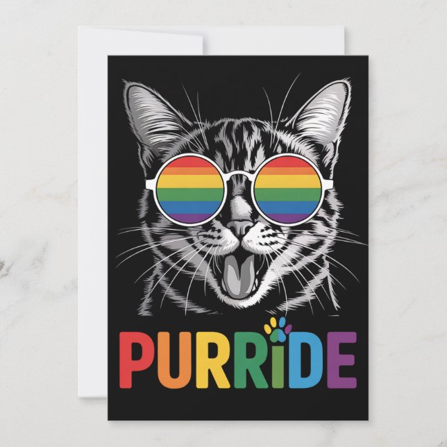 Purride Cat Gay Lesbian Rainbow LGBTQ Alleinstolz Einladung (Vorderseite)