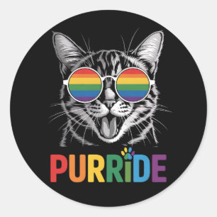 Purride Cat Gay Lesbian Rainbow LGBTQ Alleinstolz Runder Aufkleber