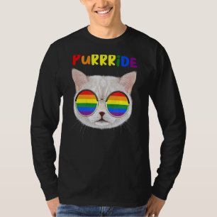 Purride Cat Gay Pride Ally Rainbow Sunglasslilie L T-Shirt
