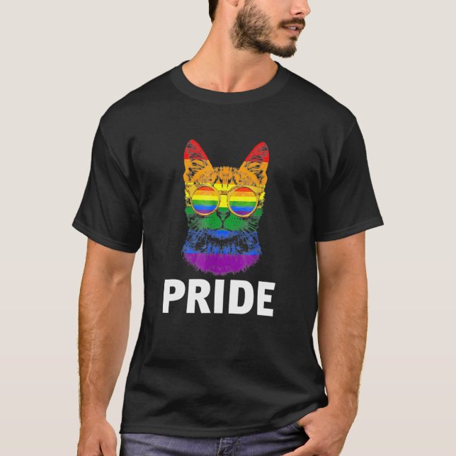 Purride Cat Gay Pride Lgbtq Rainbow Flag T-Shirt (Vorderseite)