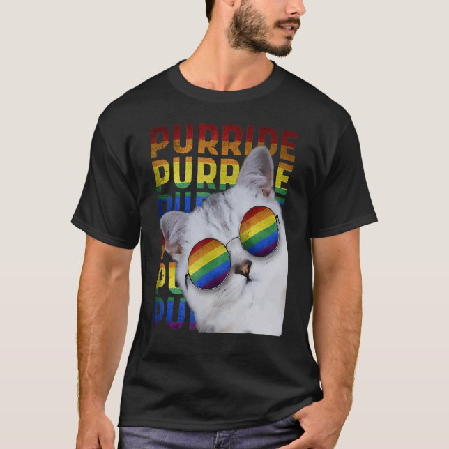 Purride Cat Lgbt Gay Pride Kat Kitty 1 T-Shirt (Vorderseite)