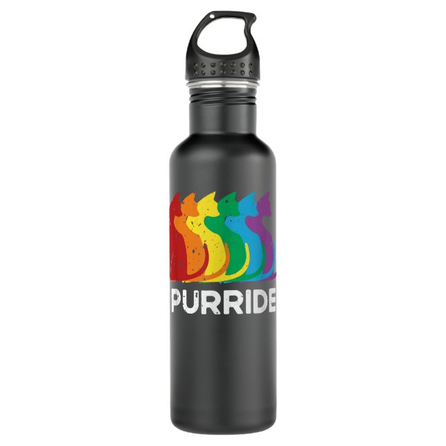 Purride Cat Pride Ally LGBT Community Rainbow Prid Edelstahlflasche (Vorderseite)