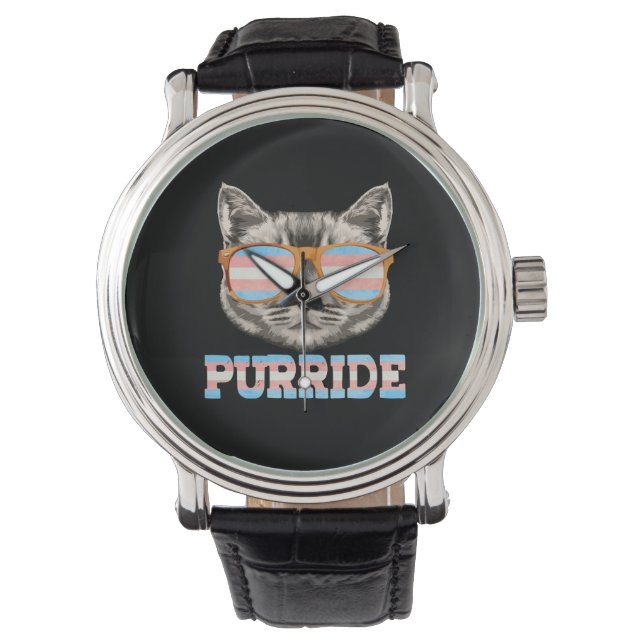 Purride Cat Pride LGBT Transgender Flag Trans Begl Armbanduhr (Vorderseite)