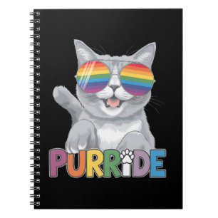 Purride Cat Sonnenbrille Gay Pride Rainbow LGBTQ Notizblock