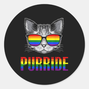 Purride Katze Regenbogen Stolz Monat LGBTQ Verbünd Runder Aufkleber