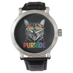 Purride Katze Schwul Lesbisch Regenbogen LGBTQ Ver Armbanduhr