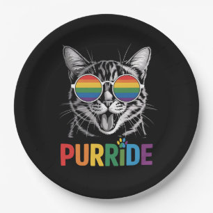 Purride Katze Schwul Lesbisch Regenbogen LGBTQ Ver Pappteller