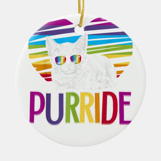 Purride LGBT Gay Pride Cat LGBTQ Monat 2019 Keramik Ornament (Vorne)