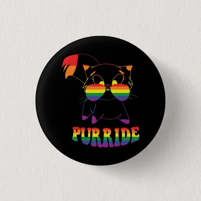 Purride | Niedliche Gay Cat | Lesbisch | Regenboge Button (Vorderseite)
