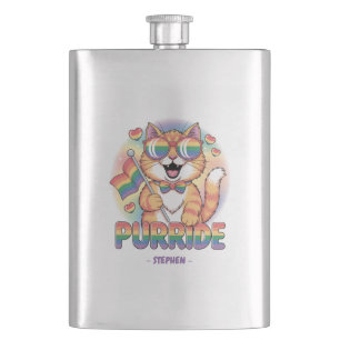 Purride - Orangefarbene Katze mit eigenem LGBTQ-Fl Flachmann