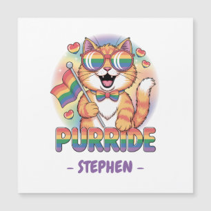 Purride - Orangefarbene Katze mit eigenem LGBTQ-Fl Magnetkarte