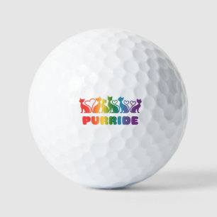 Purride - Rainbow Cat Silhouette LGBTQ+ Pride Puff Golfball