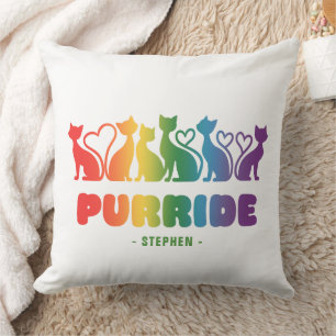 Purride - Rainbow Cat Silhouette LGBTQ+ Pride Puff Kissen