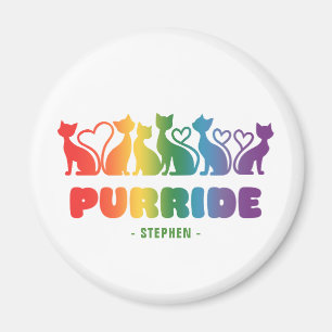 Purride - Rainbow Cat Silhouette LGBTQ+ Pride Puff Magnet