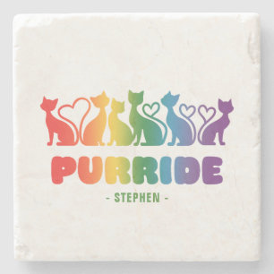 Purride - Rainbow Cat Silhouette LGBTQ+ Pride Puff Steinuntersetzer