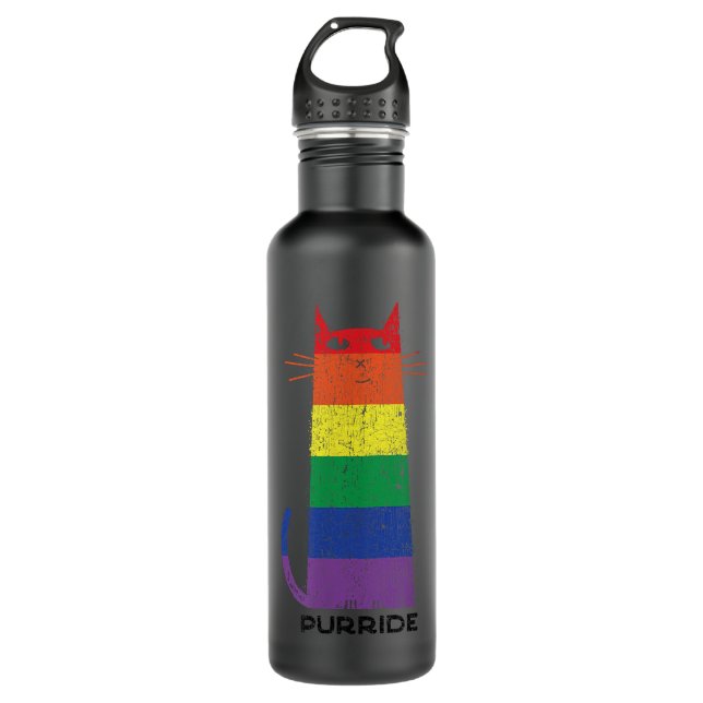 Purride Shirt LGBT Funny Gay Pride Cat Sprichwort  Edelstahlflasche (Vorderseite)