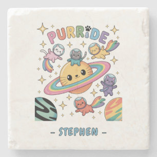 Purride Space Cats - Kawaii Astronautenkatzen Steinuntersetzer