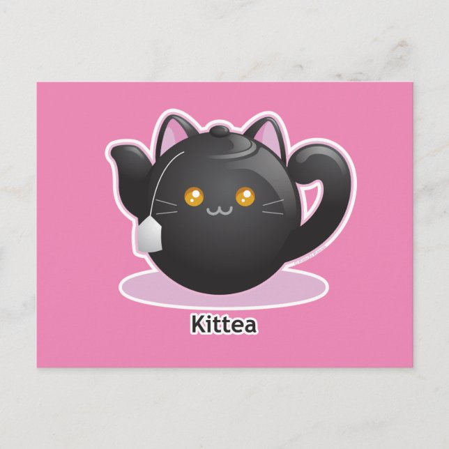 Purrista Pawfee: Kitty Tea Pot Postkarte (Vorderseite)