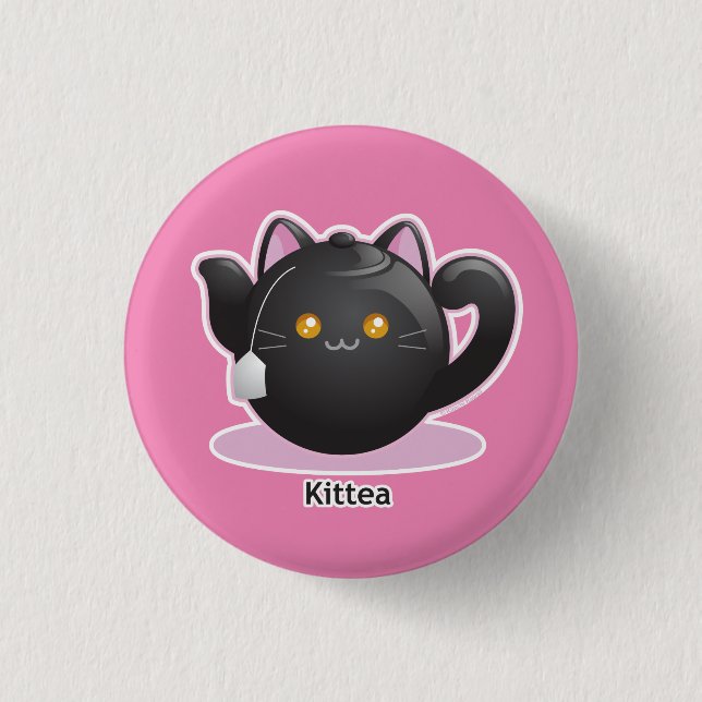Purrista Pawfee: Miezekatze-Tee-Topf Button (Vorderseite)