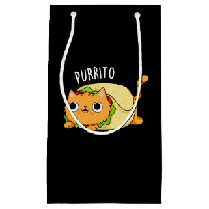 Purrito Funny Cat Burrito Pun Dark BG Kleine Geschenktüte