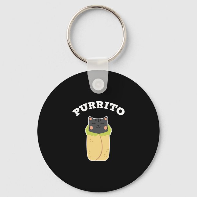 Purrito Funny Cat Pun Cat Lover Burrito Mexican Schlüsselanhänger (Vorderseite)