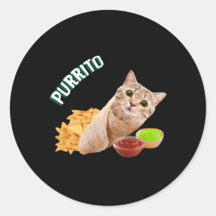 Purrito Katze in einem Burrito Runder Aufkleber